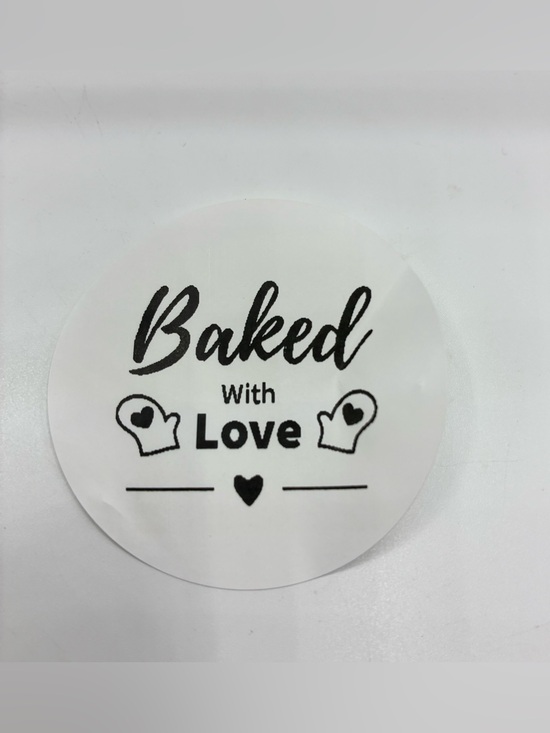 Handmade Other - Baked With Love Round Stickers